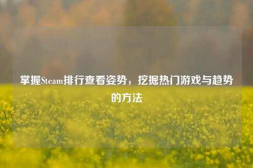 掌握Steam排行查看姿势,挖掘热门游戏与趋势的方法